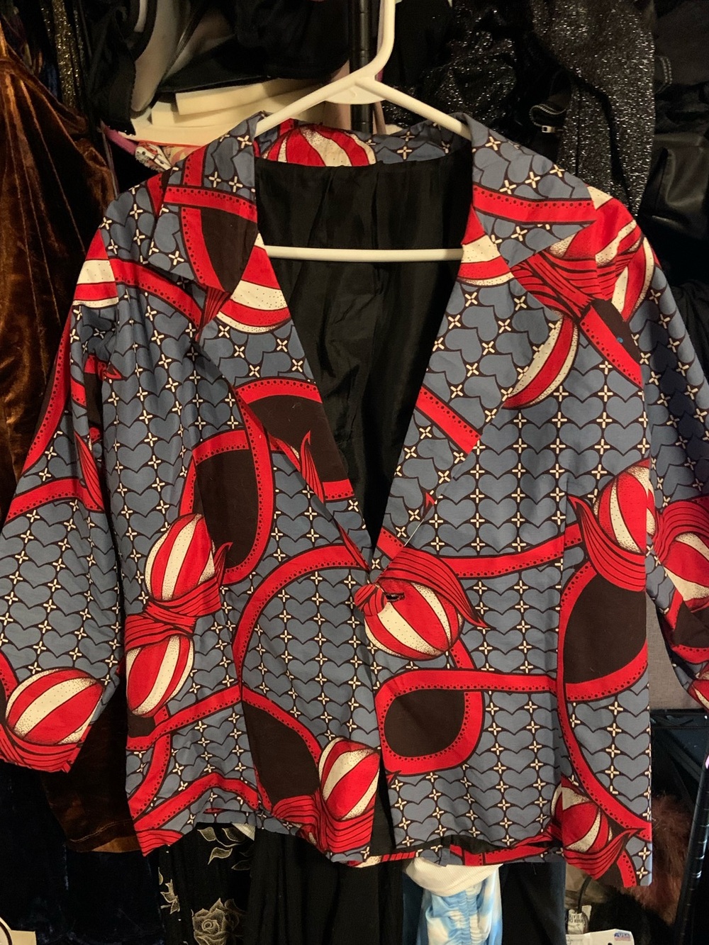 Bold Red & Blue African Inspired Patterned Women's Blazer